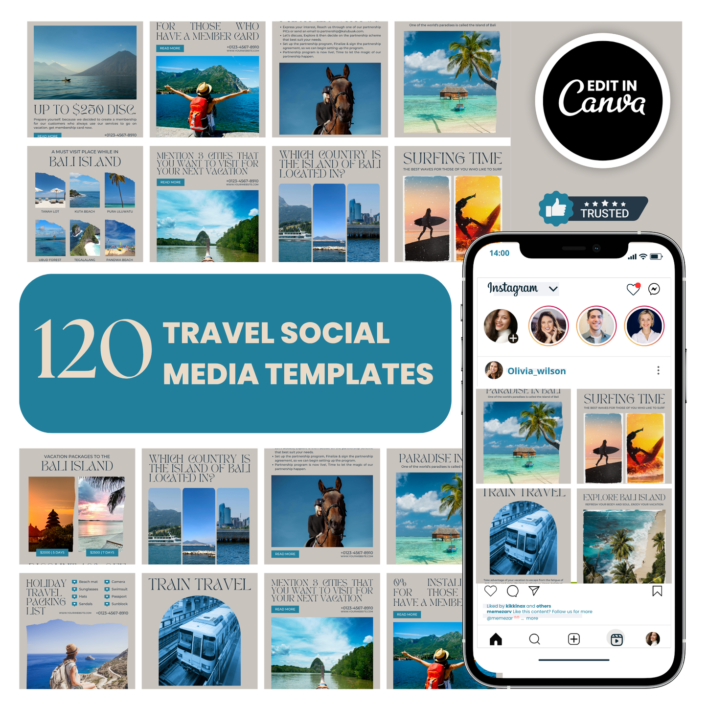 Travel social media template