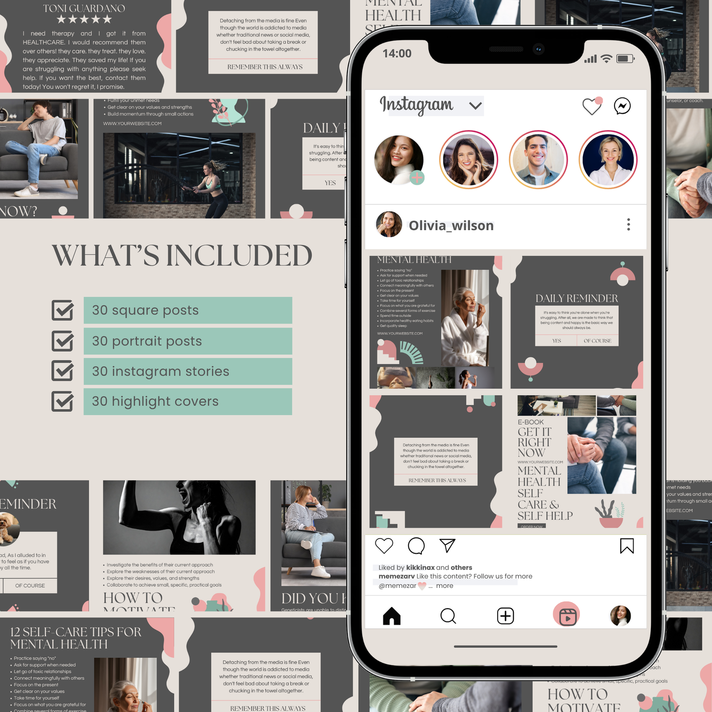 Mental health social media templates