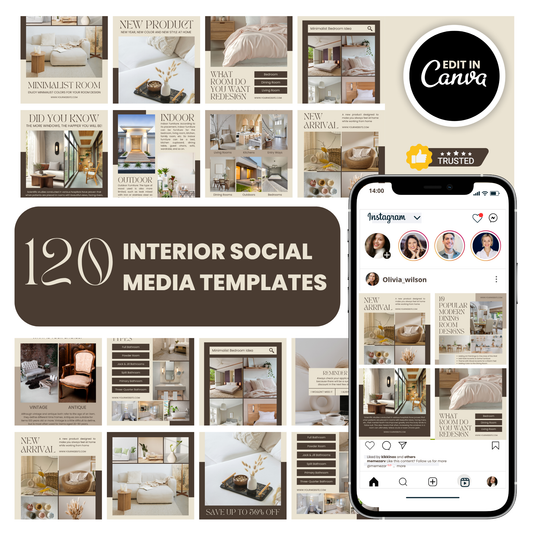 Home interior social media templates