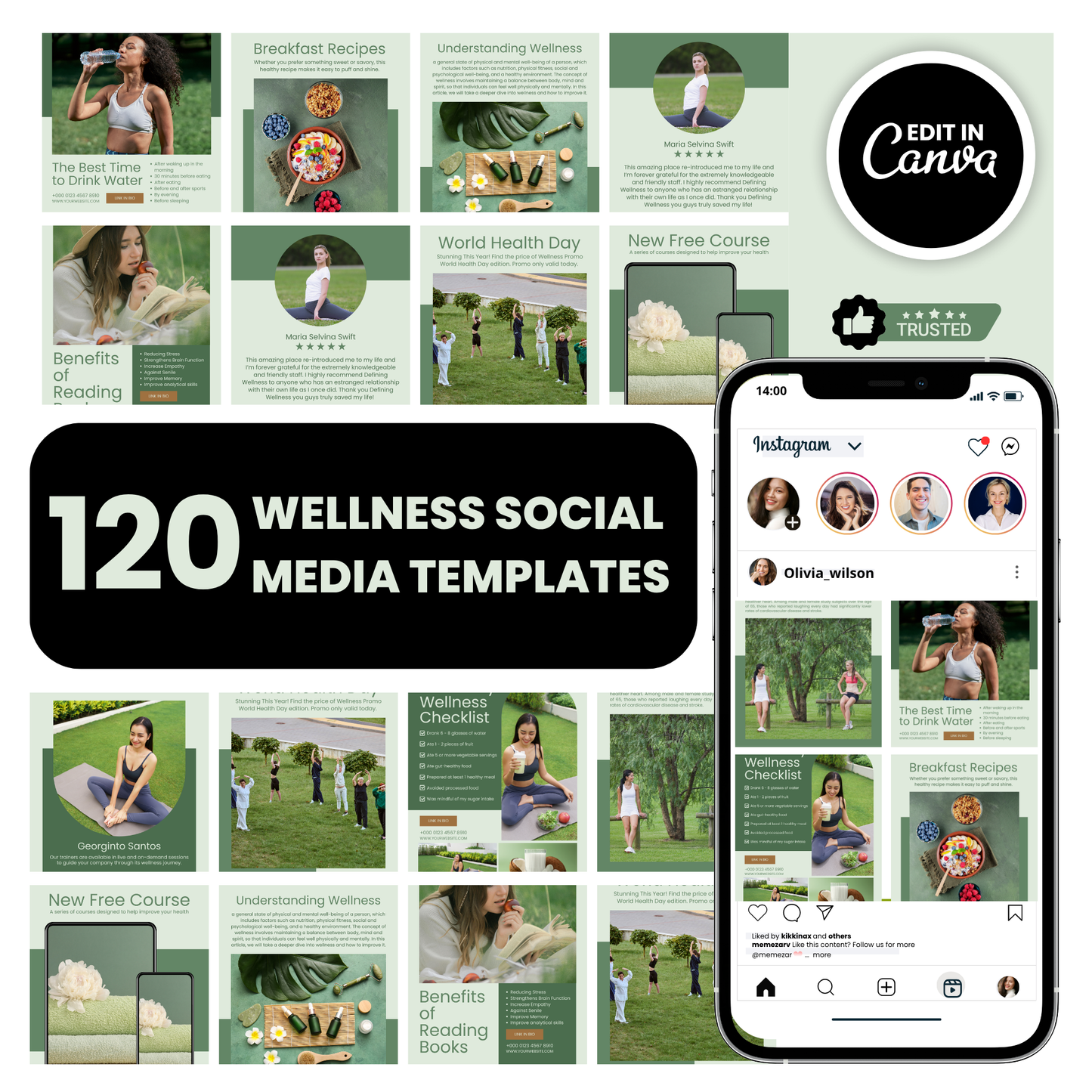 Wellness social media templates