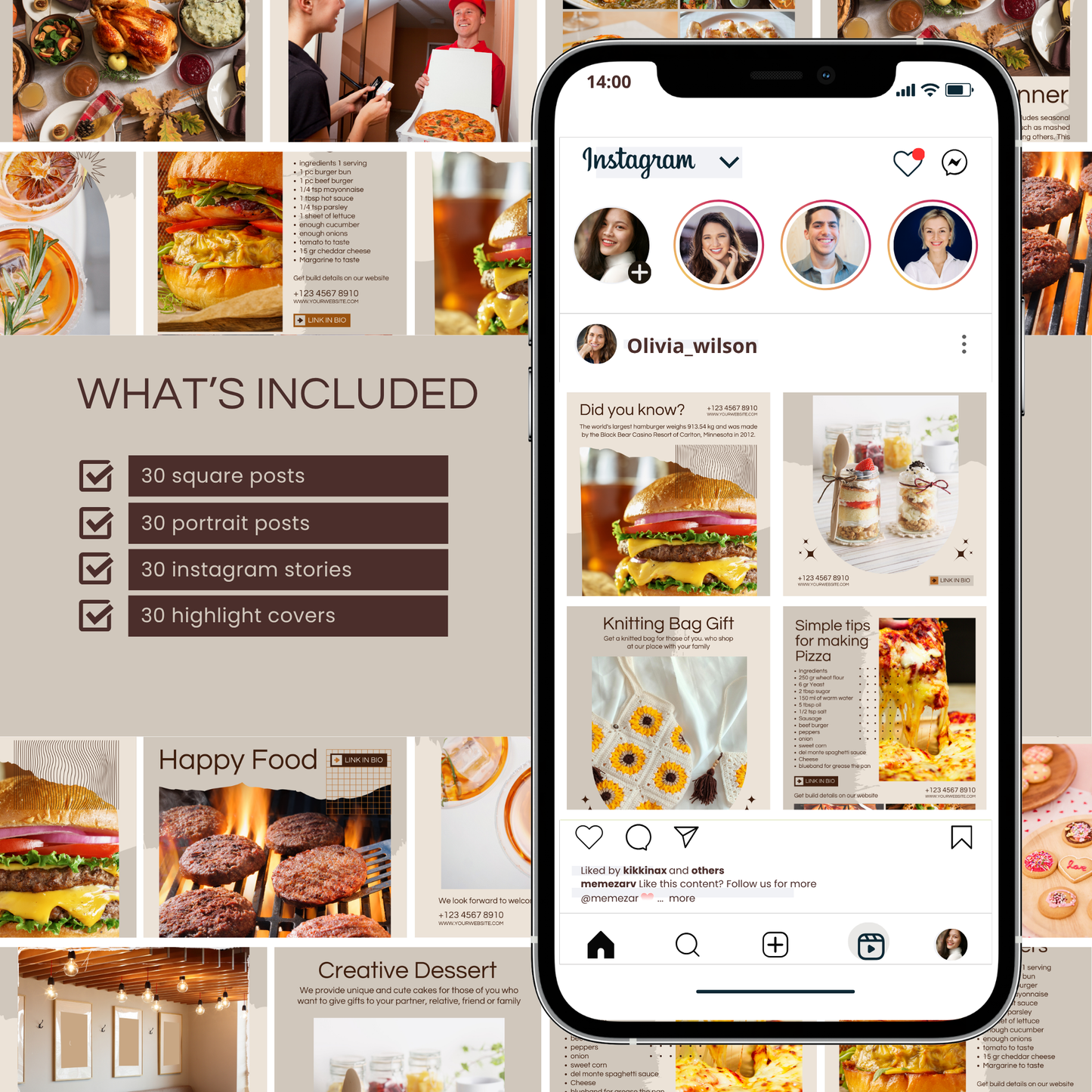 Restaurant social media templates