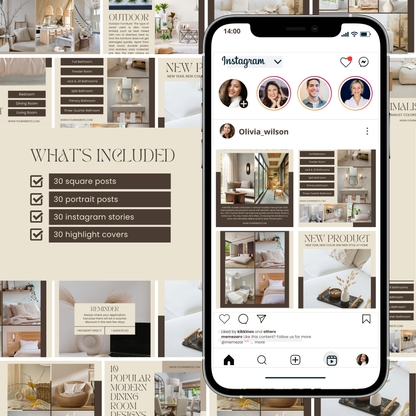 Home interior social media templates