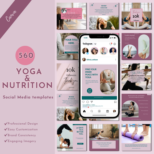 Yoga & Nutrition social media templates